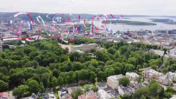 오슬로, 노르웨이. 왕실 궁전. 슬 래스터 톤이야. 궁전 공원. 4K — 비디오
