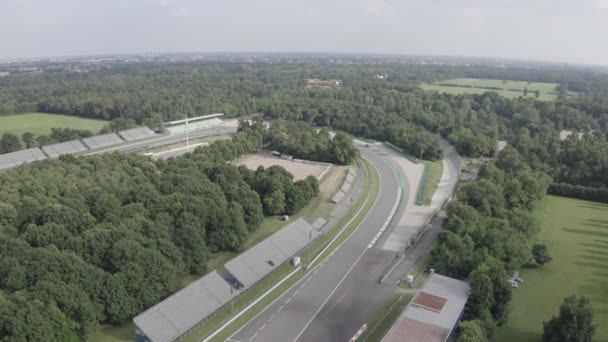 Monza, Italy. Autodromo Nazionale Monza is a race track near the city of Monza in Italy, north of Milan. Venue of the Formula 1 Grand Prix. From the air. 4K — Stock Video