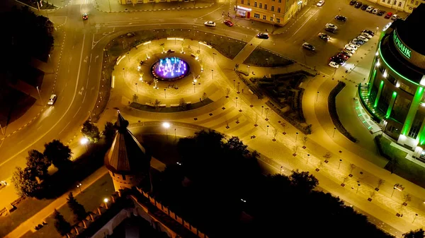 Тула Росія Серпня 2020 Повітряний Вид Міста Вночі Фонтан Крестовській — стокове фото