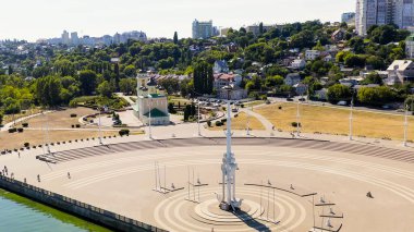 Voronezh, Rusya. Amiralteyskaya Meydanı. Voronezh Nehri Embankment, Hava Görüntüsü  