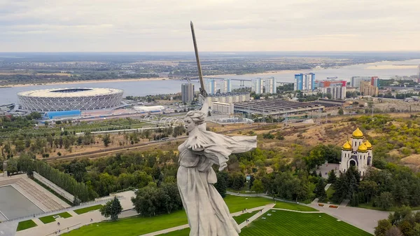 Wolgograd Russland September 2020 Abendansicht Der Skulptur Motherland Calls Auf — Stockfoto
