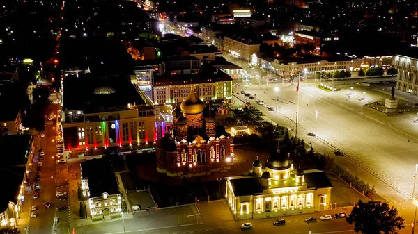 Tula Russland Luftaufnahme Der Stadt Bei Nacht Mariä Himmelfahrt Der — Stockfoto