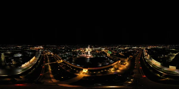 Tula Russland Nachtpanorama Luftaufnahme Großstadtlichter Panorama 360 — Stockfoto