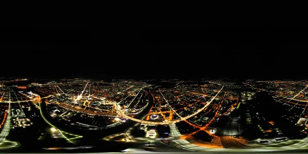 トゥラ ロシア 夜景パノラマ空撮 大都市の灯だ パノラマ360 — ストック写真