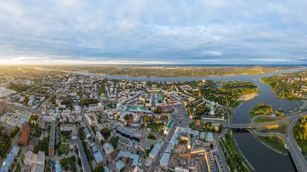 Yaroslavl Ryssland Historiskt Centrum Staden Jaroslavl Panorama Flygfoto Vid Solnedgången — Stockfoto