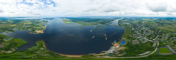Rybinsk Ryssland Rybinsk Gateway System Rybensoe Reservoaren Flygfoto Panorama 360 — Stockfoto