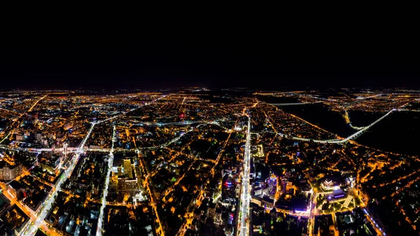 Voronezh Rússia Panorama Noturno Cidade Voronezh Luzes Rua Brilhantes Vista — Fotografia de Stock