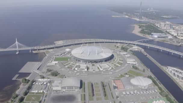 Saint-Pétersbourg, Russie. Gazprom Arena. Diamètre Ouest à Grande Vitesse, Centre de Lakhta. Siège de Gazprom. 4K — Video