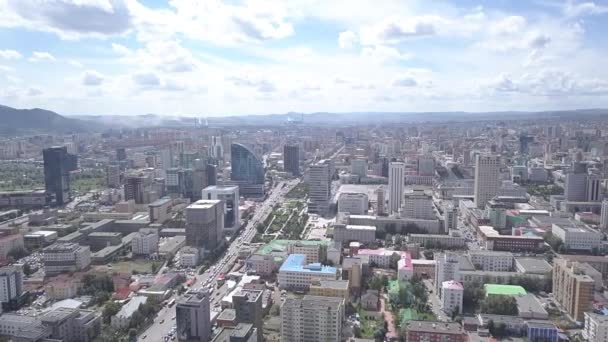 Mongolia, Ulán Bator. Panorama de la parte central de la capital desde el aire — Vídeo de stock