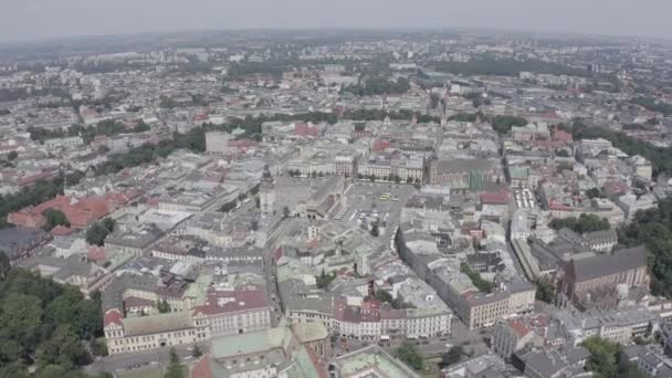 Kraków, Polska. Rynek Główny. Wielki plac miejski XIII wieku. Widok na zabytkowe centrum. 4K — Wideo stockowe