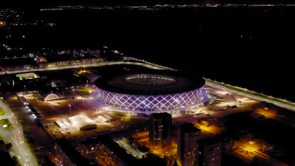 Volgograd, Ryssland. Volgograd Arena är en internationell klass fotbollsstadion byggd i Volgograd för 2018 FIFA VM. Arenan - Rotor. 4K — Stockvideo