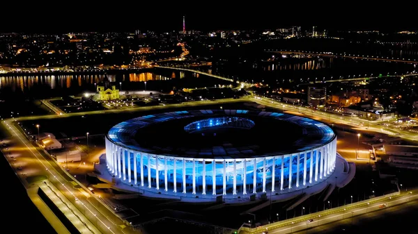 Nizjni Novgorod Rusland Augustus 2020 Nizjni Novgorod Stadion Luchtfoto Nachts — Stockfoto