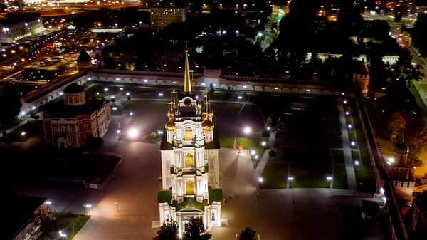 Tula Rusland Luchtfoto Van Stad Nachts Tula Kremlin Heilige Hemelvaart — Stockfoto