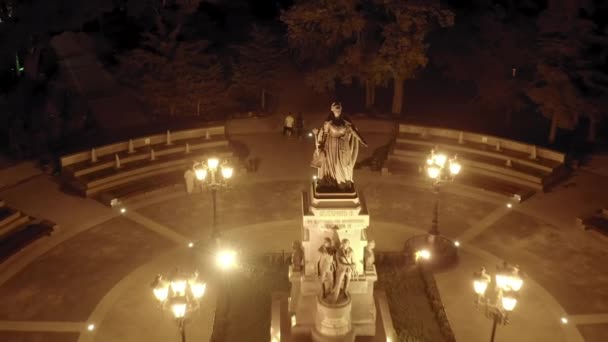 Simferopol, Crimea. Monument to Catherine the Great. Night time. 4K — Stock Video