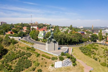 Rostov-on-Don, Rusya - 26 Ağustos 2020: 1902 Grev Anıtı. Hava görünümü