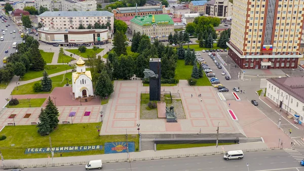 Ivanovo Rússia Agosto 2020 Voo Sobre Centro Cidade Revolução Quadrada — Fotografia de Stock