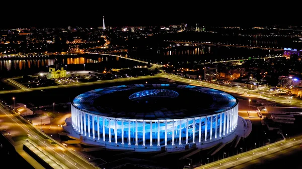 Nizjni Novgorod Rusland Augustus 2020 Nizjni Novgorod Stadion Luchtfoto Nachts — Stockfoto