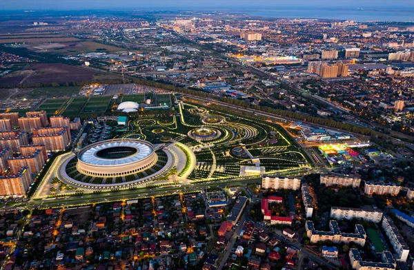 Krasnodar Rosja Sierpnia 2020 Krasnodar Park Stadion Krasnodar Arena Zachodzie — Zdjęcie stockowe