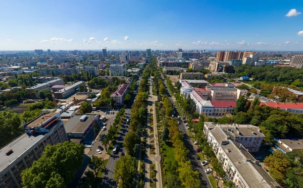 Krasnodar Rússia Agosto 2020 Praça Rua Krasnaya Vista Aérea Verão — Fotografia de Stock