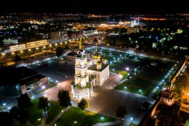 Tula, Rusya. Kremlin. Gece Havası manzarası. Tula Kremlin Katedrali Varsayımı