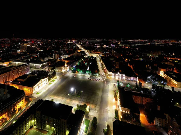 Voronezh Russia Lenin Square Koltsovsky Square Panorama Notturno Della Città — Foto Stock