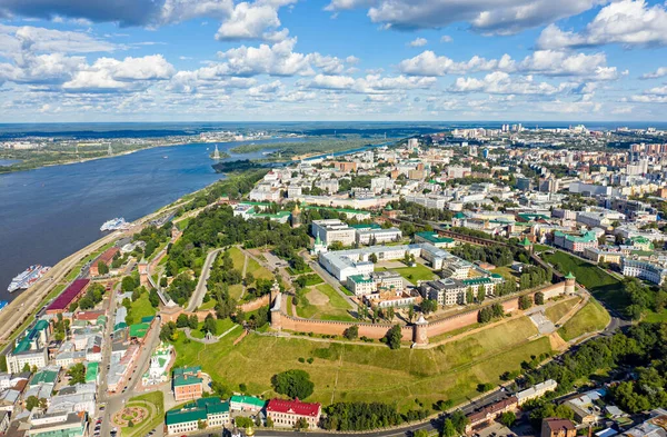 Nizhny Novgorod Rússia Panorama Kremlin Vista Aterro Rio Volga Centro — Fotografia de Stock