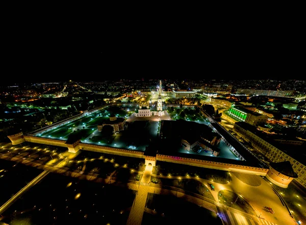 Tula Oroszország Éjszakai Panoráma Levegőből Tula Kremlin Vagyok Nagyvárosi Fények — Stock Fotó