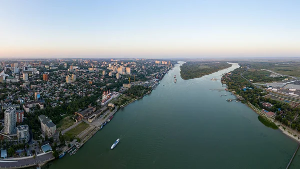 Rosztov Don Oroszország Don River Vagyok Nyári Panoráma Városra Levegőből — Stock Fotó