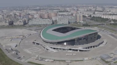 Kazan, Rusya. Ak Bar Arena 'nın havadan görünüşü. 2018 FIFA Dünya Kupası 'nın yapılacağı yer. 4K