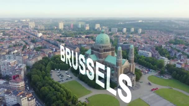 Bruxelas, Bélgica. Basílica Nacional do Sagrado Coração. De manhã cedo. 4K — Vídeo de Stock