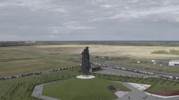 Rzhev, Russia. The Rzhev Memorial to the Soviet Soldier is dedicated to the memory of Soviet soldiers who died in battles near Rzhev in 1942-1943. 4K — Stock Video