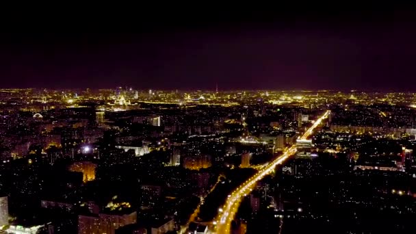 Moscow, Russia. Night view of the city, Profsoyuznaya Street towards the center of Moscow. 4K — Stock Video