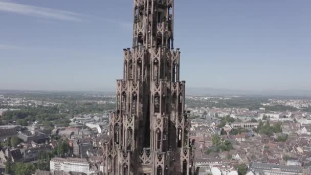 Strasbourg, Fransa. Şehrin tarihi kısmı, Strasbourg Katedrali. 4K — Stok video