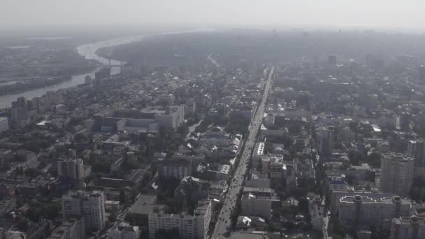 Rostow am Don, Russland. Panorama des zentralen Teils der Stadt im Gegenlicht. 4K — Stockvideo