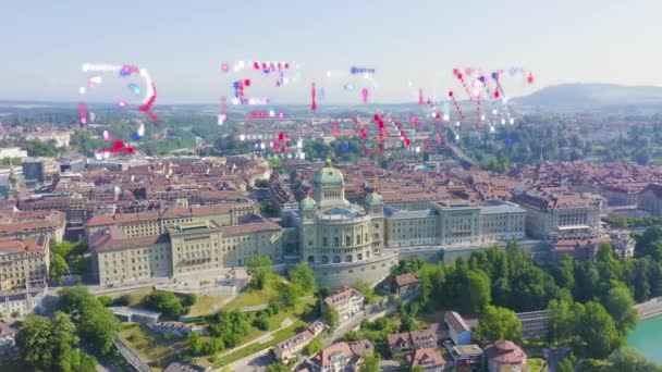 伯尔尼，瑞士。联邦宫-联邦,历史市中心,一般看法,阿贝河.4K — 图库视频影像