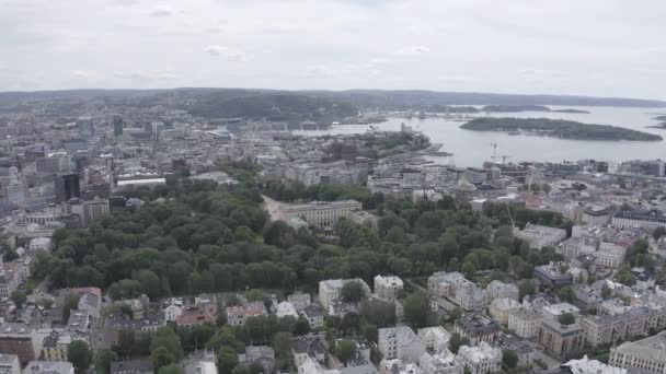 Oslo, Norveç. Kraliyet Sarayı. Slottsplassen. Saray parkı. 4K — Stok video