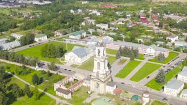 Suzdal, Rusya. Uçuş. Rizopolozhensky Manastırı, Rusya 'nın 1207 yılında kurulan en eski manastırlarından biridir. Rahip Bell Kulesi. 4K