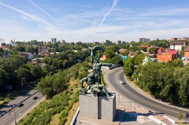 Rostov-on-Don, Rusya - 26 Ağustos 2020: 1902 Grev Anıtı. Hava görünümü