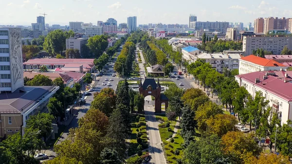 Krasnodar Ryssland Augusti 2020 Torg Krasnaja Gata Flyg Över Staden — Stockfoto
