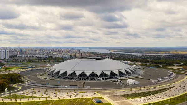 Samara Rosja Września 2020 Stadion Samara Arena Jesienne Chmury Widok — Zdjęcie stockowe