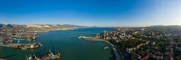 Novorossiysk Rusia Septiembre 2020 Parte Central Ciudad Puerto Bahía Novorossiysk — Foto de Stock