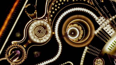 Krasnodar, Rusya. Halk parkı, Krasnodar. Gece parkın üzerinde uçarken, Aerial View 'da, kafasından vurulmuş.  