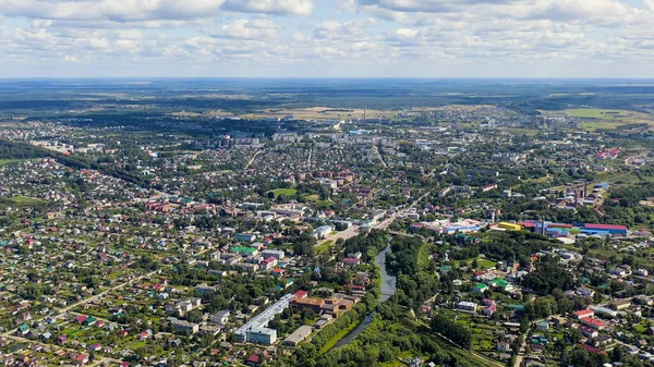 Переславський Залеський Росія Вид Центр Міста Хмарну Погоду Вигляд Повітря — стокове фото