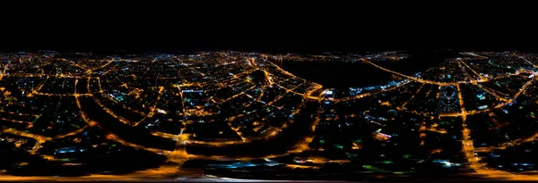 ロシアのアストラハン 夜の街の空中ビュー 街路灯だ パノラマ360 — ストック写真