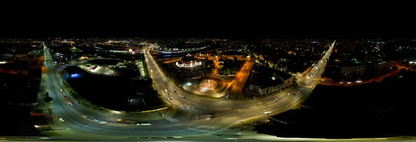 Tula Russland Nachtpanorama Luftaufnahme Großstadtlichter Panorama 360 — Stockfoto