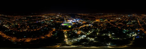 Stavropol Rússia Vista Aérea Centro Cidade Noite Panorama 360 Luzes — Fotografia de Stock
