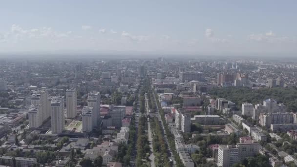 Krasnodar, Rosja, ulica Krasnaya. Lot nad centrum miasta latem. 4K — Wideo stockowe