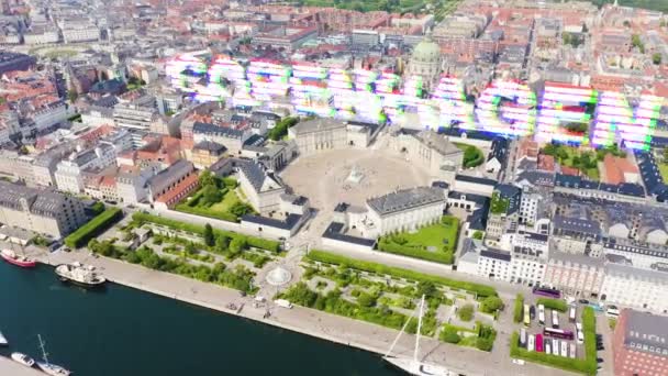 Kopenhagen, Denmark. Amalienborg. Kompleks istana dari abad XVIII dengan gaya Rokoko. 4K — Stok Video