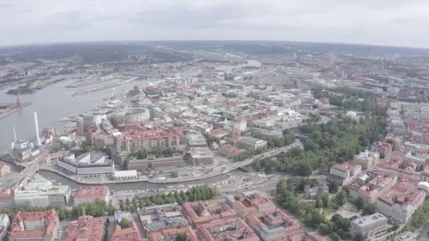 Göteborg, Zweden. Panorama van de stad centraal deel van de stad. Bewolkt weer. 4K — Stockvideo