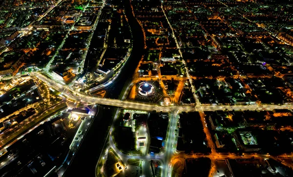 トゥラ ロシア 夜のパノラマ 大都市の灯だ 空中風景 — ストック写真